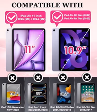 OKP Case for iPad Air 11-inch M2/M3 (2024/2025) (Air 6th), for iPad Air 5th/4th Generation (2022/2020) 10.9'', Heavy Duty Rugged Air 6 5 4 th Gen iPad Cover with Pencil Holder/Stand, Pink+LightPink thumbnail 2