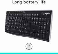 Logitech K270 Wireless Keyboard for Windows, 2.4 GHz Wireless, Full-Size, Number Pad, 8 Multimedia Keys, 2-Year Battery Life, Compatible with PC, Laptop, Black thumbnail 3