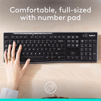 Logitech K270 Wireless Keyboard for Windows, 2.4 GHz Wireless, Full-Size, Number Pad, 8 Multimedia Keys, 2-Year Battery Life, Compatible with PC, Laptop, Black thumbnail 2