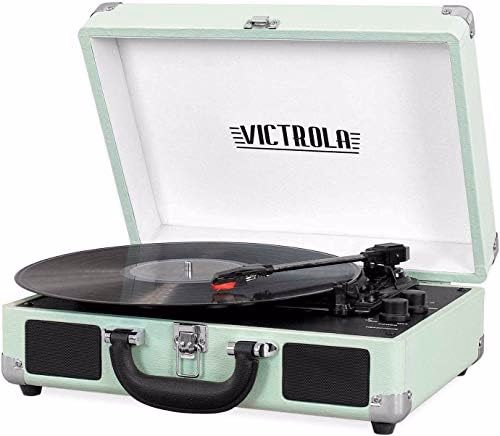 Victrola Journey Bluetooth Portable Suitcase Record Player – with Built-in Speakers, 3 Speed Vinyl Record Player, RCA Out, Headphone Jack (Mint)