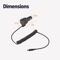 Amazon Basics Fast-Charging Car Charger, 1 USBC+1 USB-A +1 Built-in Coiled Cable USB-C, 60w, Black thumbnail 5