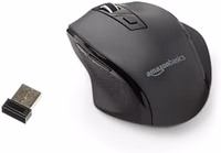 Amazon Basics Portable Wireless Computer Mouse, Ergonomic, 2.4 GHz Optical, DPI Adjustable, Easy to Use, Compatible With PC, Mac, Laptop, Black thumbnail 1