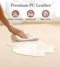 Baby Mat for Floor, Thick Soft Non-Toxic Vegan Leather Baby Play Mat, Waterproof Foam Play Mat, Padded Play Mat for Baby, 50x50 Playpen Mat, Infant Playmat for Baby Girls and Boys, Beige thumbnail 4