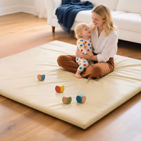 Baby Mat for Floor, Thick Soft Non-Toxic Vegan Leather Baby Play Mat, Waterproof Foam Play Mat, Padded Play Mat for Baby, 50x50 Playpen Mat, Infant Playmat for Baby Girls and Boys, Beige thumbnail 1