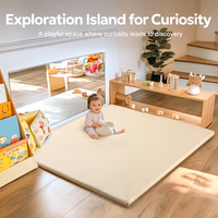 Baby Mat for Floor, Thick Soft Non-Toxic Vegan Leather Baby Play Mat, Waterproof Foam Play Mat, Padded Play Mat for Baby, 50x50 Playpen Mat, Infant Playmat for Baby Girls and Boys, Beige thumbnail 3