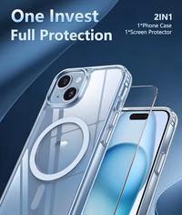 FNTCASE for iPhone 15 Case Clear: iPhone 14/13 Case Magnetic Phone Cases with Screen Protector Compatible with Magsafe Slim Anti Yellowing Rugged Protective Transparent Cell Cover (A-Clear) thumbnail 5