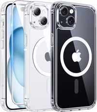 FNTCASE for iPhone 15 Case Clear: iPhone 14/13 Case Magnetic Phone Cases with Screen Protector Compatible with Magsafe Slim Anti Yellowing Rugged Protective Transparent Cell Cover (A-Clear) thumbnail 1