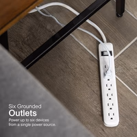 GE 6-Outlet Surge Protector, 2 Ft Extension Cord, Power Strip, 450 Joules, Twist-to-Close Safety Covers, UL Listed, White, 33656 thumbnail 4