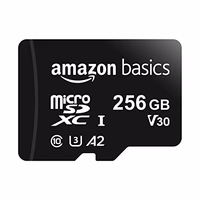 Amazon Basics microSDXC Memory Card with Full Size Adapter, A2, U3, Read Speed up to 100 MB/s, 256GB, Black thumbnail 1