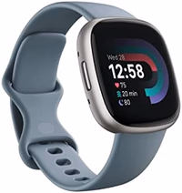 Fitbit Versa 4 Fitness Smartwatch with Daily Readiness, GPS, 24/7 Heart Rate, 40+ Exercise Modes, Sleep Tracking and more, Waterfall Blue/Platinum, One Size (S & L Bands Included) thumbnail 1