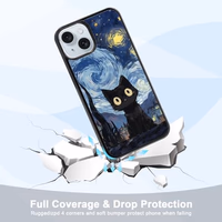 Cute Starnight Cat Phone Case, Van Gogh Cute Cat Pattern iPhone 15 Case, Non-Slip Design and Shock Absorption, Phone Case for Teen Girls, Boys, Women and Men(iPhone - 15) thumbnail 3