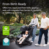 UPPAbaby Minu Duo Side-by-Side Double Stroller - Lightweight + Compact Design for Travel - Easy Fold- From Birth to Toddler - Independent Recline -Greyson(Charcoal Mélange/Carbon Frame/Saddle Leather) thumbnail 4