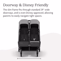 UPPAbaby Minu Duo Side-by-Side Double Stroller - Lightweight + Compact Design for Travel - Easy Fold- From Birth to Toddler - Independent Recline -Greyson(Charcoal Mélange/Carbon Frame/Saddle Leather) thumbnail 5