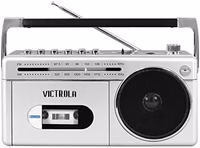 Victrola VBB-25-SLV Mini Bluetooth Boombox with Cassette Player, Recorder and Am/FM Radio, Silver thumbnail 2