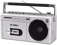 Victrola VBB-25-SLV Mini Bluetooth Boombox with Cassette Player, Recorder and Am/FM Radio, Silver thumbnail 1