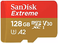 SanDisk 128GB Extreme microSDXC UHS-I Memory Card with Adapter - Up to 190MB/s, C10, U3, V30, 4K, 5K, A2, Micro SD Card - SDSQXAA-128G-GN6MA thumbnail 1