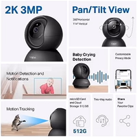 Tapo 2K Indoor Pan/Tilt Wired Security Camera - Works as a Baby Monitor & Pet Camera, Motion Detection, 2-Way Audio, Siren, Night Vision, No-Subscription Local Storage or Optional Cloud, C211 (2-Pack) thumbnail 2