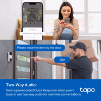 Tapo 2K Wireless Smart Video Doorbell with Chime - 160° Ultra-Wide View,Person Detection,Ring Call, 2-Way Audio,Subscription-Free Local Storage/Optional Cloud,Motion Only Alert, Works with Alexa, D210 thumbnail 2