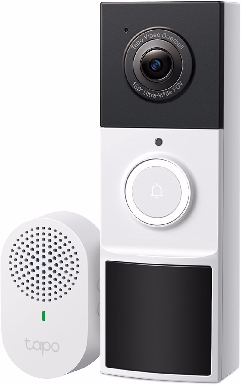 Tapo 2K Wireless Smart Video Doorbell with Chime - 160° Ultra-Wide View,Person Detection,Ring Call, 2-Way Audio,Subscription-Free Local Storage/Optional Cloud,Motion Only Alert, Works with Alexa, D210