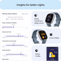 Fitbit Versa 4 Fitness Smartwatch with Daily Readiness, GPS, 24/7 Heart Rate, 40+ Exercise Modes, Sleep Tracking and more, Waterfall Blue/Platinum, One Size (S & L Bands Included) thumbnail 4