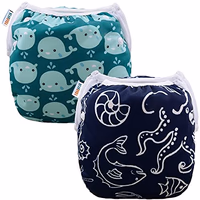 ALVABABY Swim Diapers 2pcs Baby & Toddler Snap One Size Reusable Adjustable Baby Boys' Swim Diapers for Swimming Lessons SW18-21 thumbnail 1