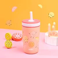 Zak Designs Kelso Tumbler Toddler Cup For Travel or At Home, 12oz Vacuum Insulated Stainless Steel Sippy Cup With Leak-Proof Design is Perfect For Kids (Happy Fruit) thumbnail 4