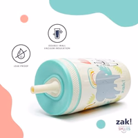 Zak Designs Kelso Tumbler Toddler Cup For Travel or At Home, 12oz Vacuum Insulated Stainless Steel Sippy Cup With Leak-Proof Design is Perfect For Kids (Happy Fruit) thumbnail 5