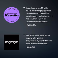 TP-Link AC1200 WiFi Extender, 2023 Engadget Best Budget Pick, 1.2Gbps Signal Booster for Home, Dual Band 5GHz/2.4GHz, Covers Up to 1500 Sq.ft and 30 Devices,Support Onemesh, One Ethernet Port (RE315) thumbnail 2