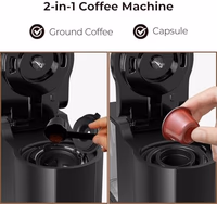 Single Serve Coffee Maker 2 in 1 Coffee Machine with Ground Coffee & Pods Coffee, 6 to 14 Oz Brew Sizes,Mini One Cup Coffee Maker 40oz Water Tank,Auto Cleaning & Shut Off, Black thumbnail 2
