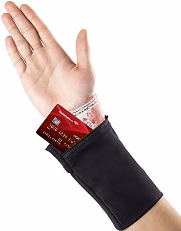 Easyports 2 Pocket Wrist Wallet Wrist Cell Phone Holder, Ankle Wallet, Sweat Bands, Armband, Hidden Pouch, Wristlet Wallet for Travel, Outdoor Sports Running.
