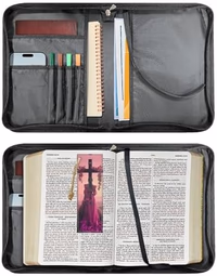 Large Bible Cover Case for Women Men Cross Floral Leather Bible Case with Bookmark Church Bag Book Carrying Case Pink thumbnail 5