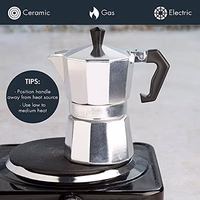 Primula Classic Stovetop Espresso and Coffee Maker, Moka Pot for Italian and Cuban Café Brewing, Greca Coffee Maker, Cafeteras, 3 Espresso Cups, Silver thumbnail 5