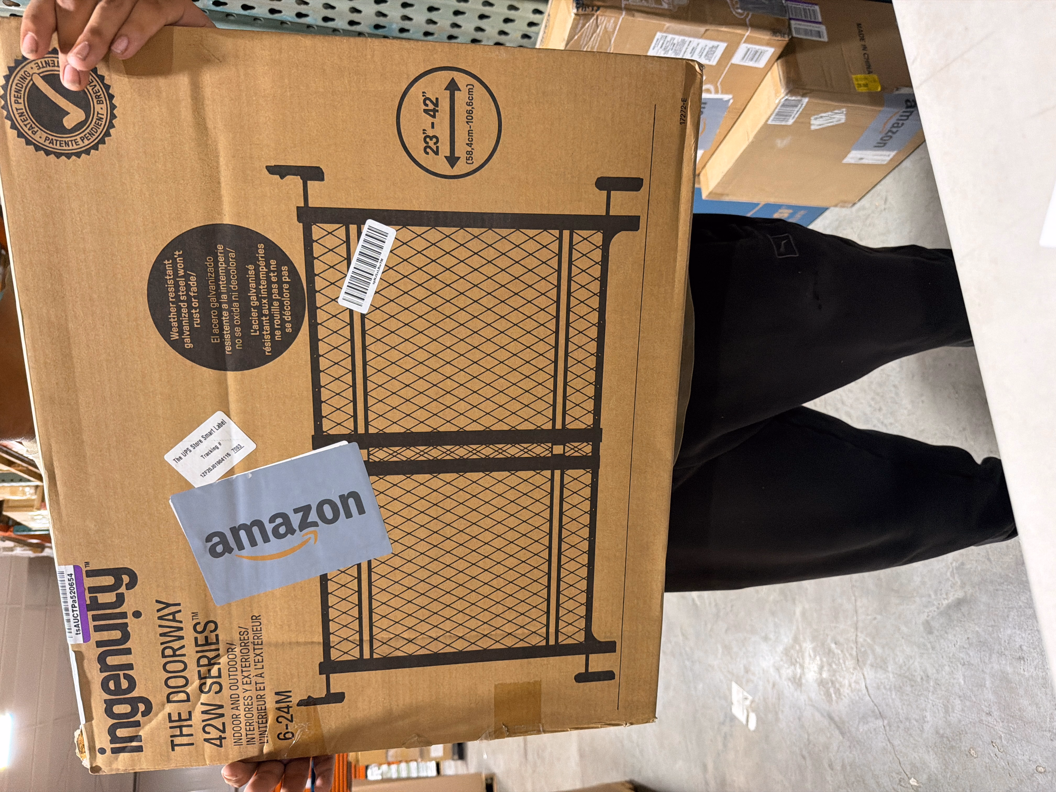 Ingenuity Doorway 42W Series Dog and Baby Gate, Indoor Outdoor, Won't Rust or Fade, Plastic Panel, Fits 23-42" Openings, 24” Tall thumbnail 4