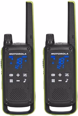 Motorola Solutions T803 Waterproof IP54 Two Way Radio Walkie Talkie 35 mi. Bluetooth w/Charging Dock 2-Pack (Lime Green)