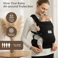 Baby Carrier Newborn to Toddler, Easy Adjustable Toddler Carrier for 7-30lbs, Baby Holder Wrap Carrier, Breathable Mesh Fabric Infant Kangaroo Hip Carriers with Lumbar Support, Black thumbnail 4