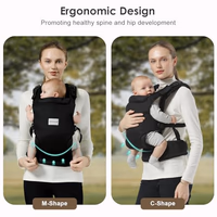 Baby Carrier Newborn to Toddler, Easy Adjustable Toddler Carrier for 7-30lbs, Baby Holder Wrap Carrier, Breathable Mesh Fabric Infant Kangaroo Hip Carriers with Lumbar Support, Black thumbnail 5
