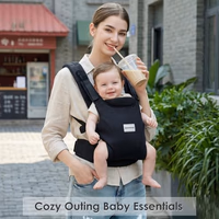 Baby Carrier Newborn to Toddler, Easy Adjustable Toddler Carrier for 7-30lbs, Baby Holder Wrap Carrier, Breathable Mesh Fabric Infant Kangaroo Hip Carriers with Lumbar Support, Black thumbnail 2