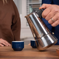 London Sip Stainless Steel Stovetop Espresso Maker Moka Pot Italian Coffee Percolator, Silver, 10 Espresso Cups thumbnail 2