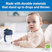 Dr. Brown's Milestones Baby's First Straw Cup, Training Cup with Weighted Straw, 9oz/270mL, Dark Blue/Vintage Yellow, BPA Free, 6m+, 2 Pack thumbnail 5