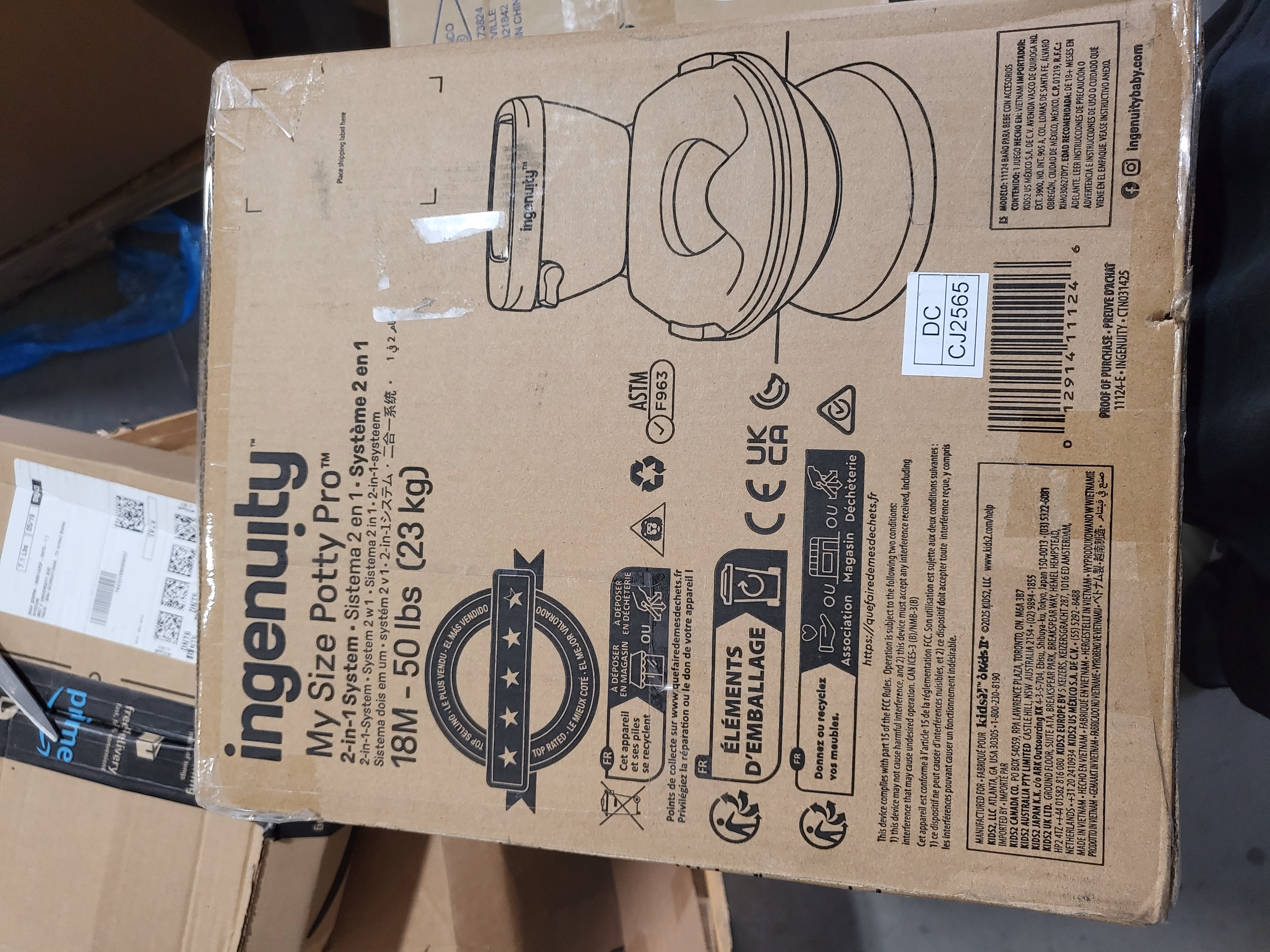 Ingenuity My Size Potty Pro 2-in-1 Potty Training Toilet, Floor Potty with Removable Potty Seat for Standard Toilets, Realistic Flushing Sound, For Toddlers Ages 18+ months, Up to 50 lb thumbnail 4