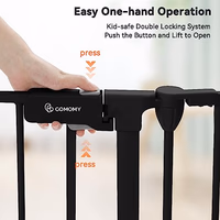 COMOMY 150" Extra Wide Baby Gate with Door, Dog Gates for The House Doorways Fireplace, Auto Close Baby Fence Play Area, Walk Through Pet Gate, Hardware Mounted, 6-Panels (30" Tall, Black) thumbnail 4
