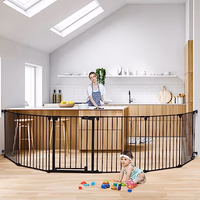 COMOMY 150" Extra Wide Baby Gate with Door, Dog Gates for The House Doorways Fireplace, Auto Close Baby Fence Play Area, Walk Through Pet Gate, Hardware Mounted, 6-Panels (30" Tall, Black) thumbnail 1