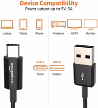Amazon Basics USB-C to USB-A 2.0 Fast Charger Cable, 480Mbps Data Transfer Speed, USB-IF Certified, for Apple iPhone 16/15, iPad, Samsung Galaxy, Tablets, Car, 3ft, Black thumbnail 4