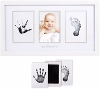 Pearhead Baby Hand and Footprint Kit - Inkless No Mess Clean-Touch Ink Pad, Newborn Keepsake Frame, Nursery Decor Essentials, Perfect Shower Gift for Boys and Girls, White thumbnail 1