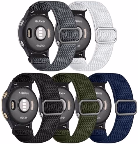 GEAK 22mm Quick Release Watch Band Compatible with Garmin Venu 4 45mm /Venu 2 3/Vivoactive 4 45mm,Solo Loop Adjustable Elastic Nylon Watch Strap Replacement Wristband for Forerunner 265/255 Men Women