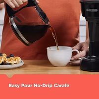 BLACK+DECKER 12-Cup Coffee Maker with Easy On/Off Switch, Easy Pour, Non-Drip Carafe with Removable Filter Basket, Vortex Technology, Black thumbnail 5