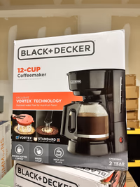BLACK+DECKER 12-Cup Coffee Maker with Easy On/Off Switch, Easy Pour, Non-Drip Carafe with Removable Filter Basket, Vortex Technology, Black thumbnail 6