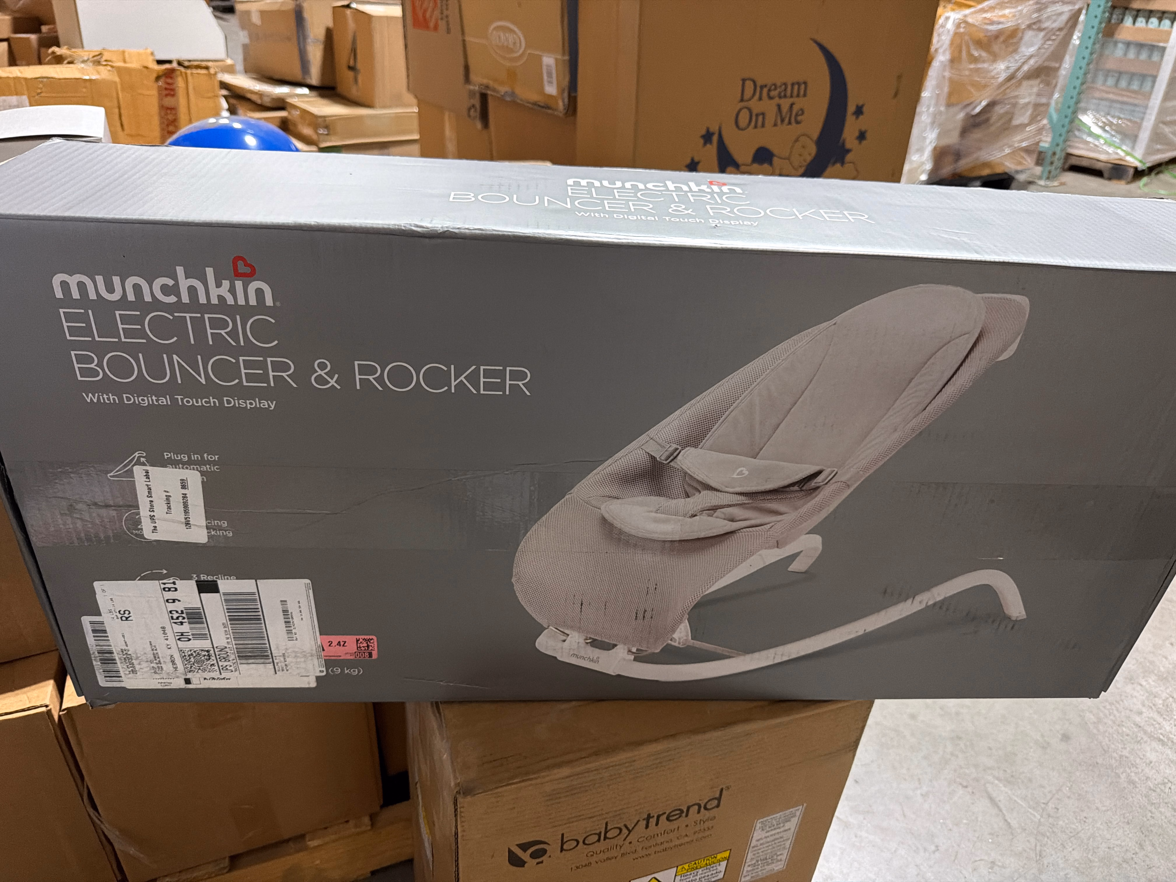 Munchkin® Electric Baby Bouncer & Rocker with Digital Touch Display, Soothing Sounds & 3 Recline Positions - Automatic Bouncing & Rocking, Grey thumbnail 4