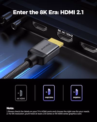 Silkland Short 10K 8K HDMI 2.1 Cable 1.5ft Certified, (Nylon Soft Braid) Ultra High Speed HDMI Cable [8K@60Hz, 4K@240Hz 120Hz] 48Gbps, HDR10, eARC, ARC, HDCP 2.3, Compatible for PS5/Xbox/Roku TV thumbnail 3