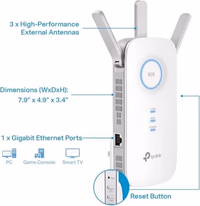 TP-Link AC1900 WiFi Range Extender RE550 | Dual-Band Wireless Repeater Amplifier w/Gigabit Ethernet Port | Up to 2200 Sq. Ft., 32 Devices | Internet Signal Booster | APP Setup | EasyMesh Compatible thumbnail 4